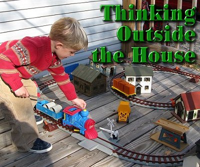Thinking Outside the House. Playskool made the track for their 1980s-era train sets sturdy by combining roadbed and track into one piece.