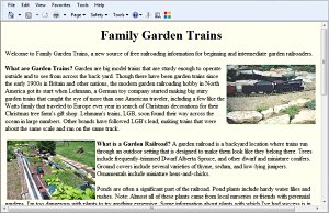 Family Garden Trains home page