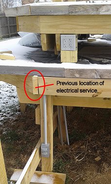 The rerouted electrical service on the NEW New Boston and Donnels Creek.  Click for bigger photo.