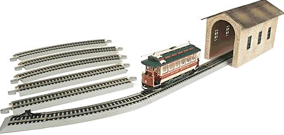 This is the 'Christmas' version of the Bachmann On30 auto-reversing set. A picture of just the streetcar is below.