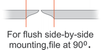 For flush side-by-side fitting with another piece, file the trim pieces off to 90 degrees. Click for bigger picture.