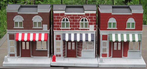 Playskool Sesame Street storefronts with awnings painted. Click for bigger photo.