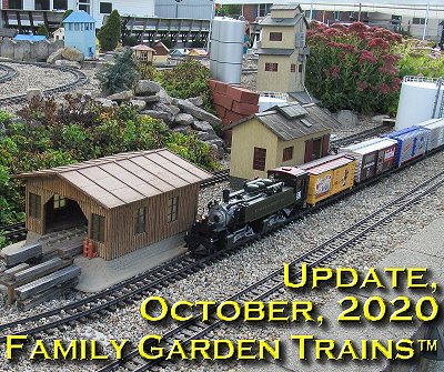 October, 2020 Update from Family Garden Trains<sup><small>TM</small></sup>. This photo is from Gene Rahrig's open RR in 2015.  Click to see a bigger photo.