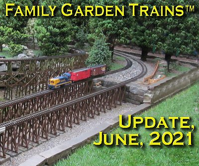 A snipped from our photos of Steve and Malinda Jungst's railroad, which we saw during the open house tours of the 2021 NGRS convention.  There was a heavy rain, so Steve was running uncharacteristically short trains.