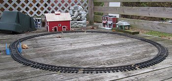 A 5' oval on our old swimming pool deck.