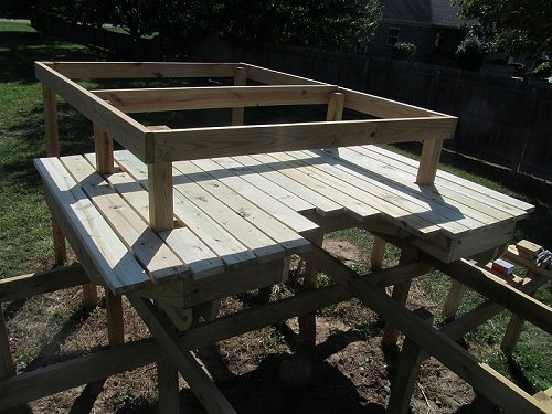the top platform with most of the decking in place.  Click for bigger photo.