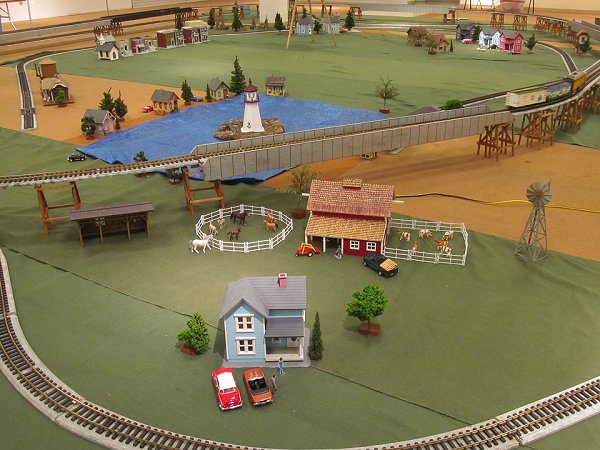 A ranch on the MVGRS display railroad at the Dayton Ohio Train Show, November, 2017.  Click for bigger photo.