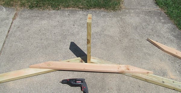 The planned first rafter assembly for my train shed. Click for bigger picture.