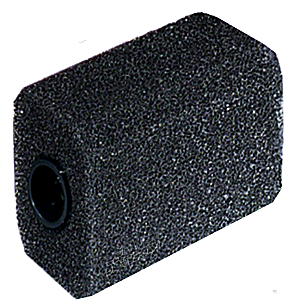 A rectangular foam filter that would work well in a fountain, but not so useful in a pond.  Click for bigger photo.