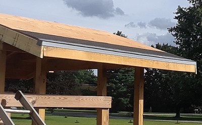 Drip edge installed over the west eve.  Click for bigger photo.