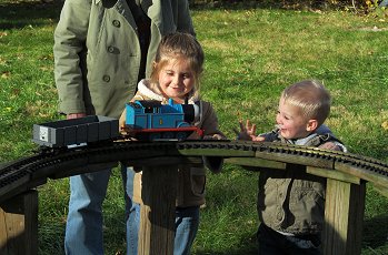 Thomas running on a raised loop at our Christmas open railroad, 2013