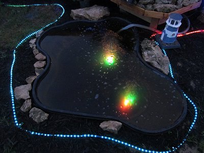 LED aquarium aerators under water. Click for bigger photo.