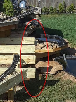 I trimmed the right end of the frame boards to make it easier to see the waterfall from the back porch.  Click for bigger photo.