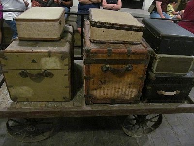 This stack of old suitcases on the Hogwarts Express platform at Universal Studios provides 'veritas' to the setting. Click for bigger photos.