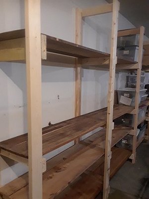 The second set of shelves.  Notice that the third set of supports in had cross-pieces on both sides. Click for bigger picture.