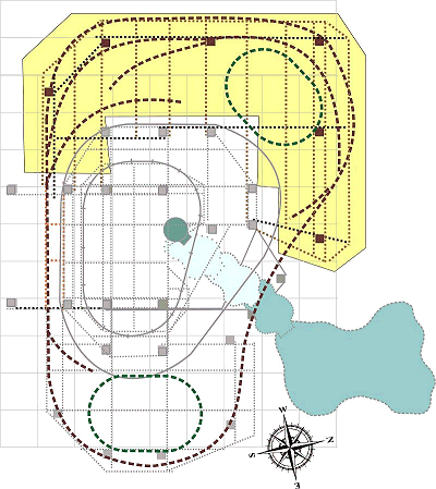 My track plan for the new Right-of-Way, drawn February, 2021. Click for bigger picture.