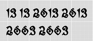 The numbers on the locomotive and cars, from the 'Spooky' font of Cricut's 'Happy Hauntings' cartridge.