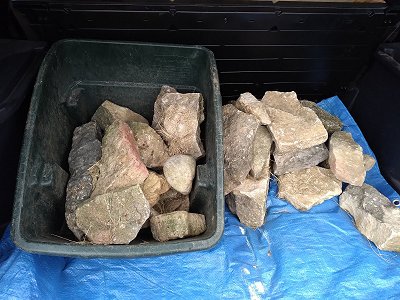 Limestone chunks I retrieved from my friend's unwanted rock pile. Click for bigger photo.