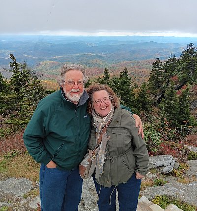 Shelia and I just after crossing the 'swinging bridge' on Grandfather Mountain.  Click for bigger photo.