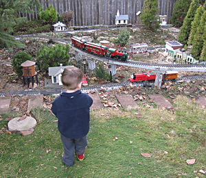 James running on the 'big' railroad at the 2011 Christmas-themed open railroad.