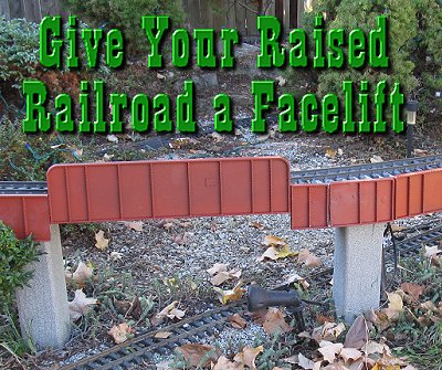 Using Colorado Model Structures bridge girders and texture paint to spruce up a raised railroad with 2in x 6in stringers.  Click for a bigger photo.