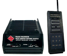 The AristoCraft/Crest 55470 system includes the 5471 track controller and a programmable hand-held remote control, #5473 or #55473 on later versions. Click for bigger picture