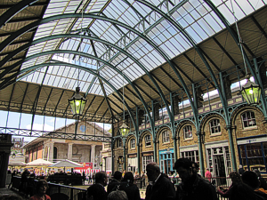 Part of the original Covent Garden - now a sort of permanent street fair with fresh fruit, crafts, and a carefully-selected roster of street performers. Click for bigger photo.