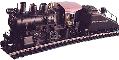 The LRRR's #1 was a Pennsylvania locomotive very similar to AristoCraft's Large Scale 0-4-0 model. Click to see a catalog listing for the PRR locomotive.