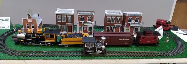 A temporary tabletop railroad using the 'dinky' curves.  Click for bigger picture.