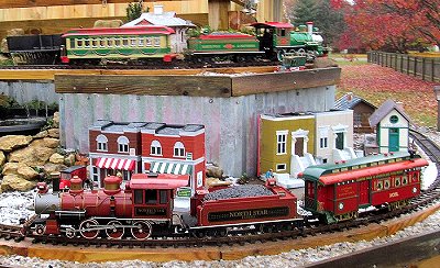 Two of Bachmann's Large Scale locomotives on my outdoor railroad in late 2018.  Click for bigger photo.