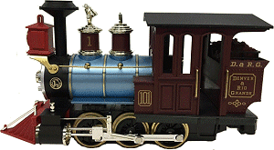 Lionel's Large Scale 0-6-0T Locomotive, designed by Phil Jensen, an attractive locomotive that was also a dandy runner, but whose parts were too fragile for the toy market Lionel targeted. Click for bigger photo.