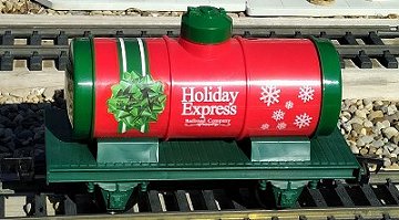 The EZ-Tech Christmas tank car.  Click for bigger photo.