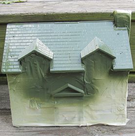 Front of the Fisher Price Play Family House, roof painted.  Click for bigger photo.